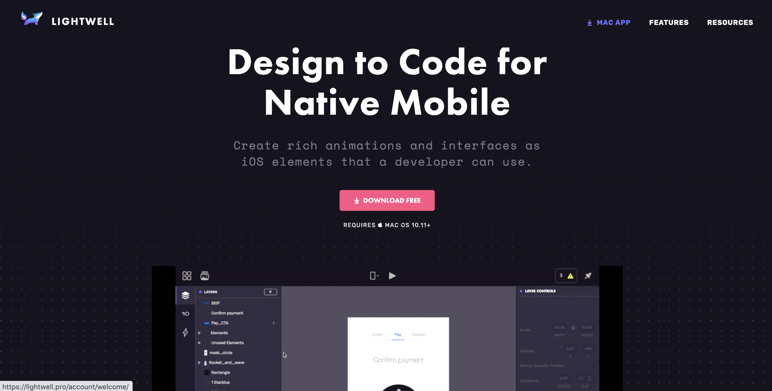 LIGHTWELL : design to code pour application mobile