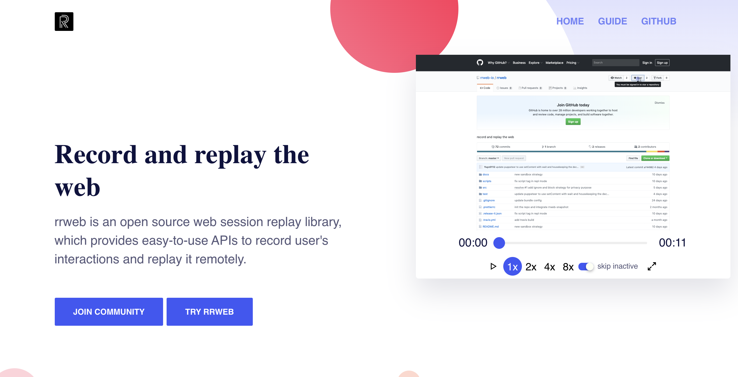 RRWEB : RECORD AND REPLAY WEB