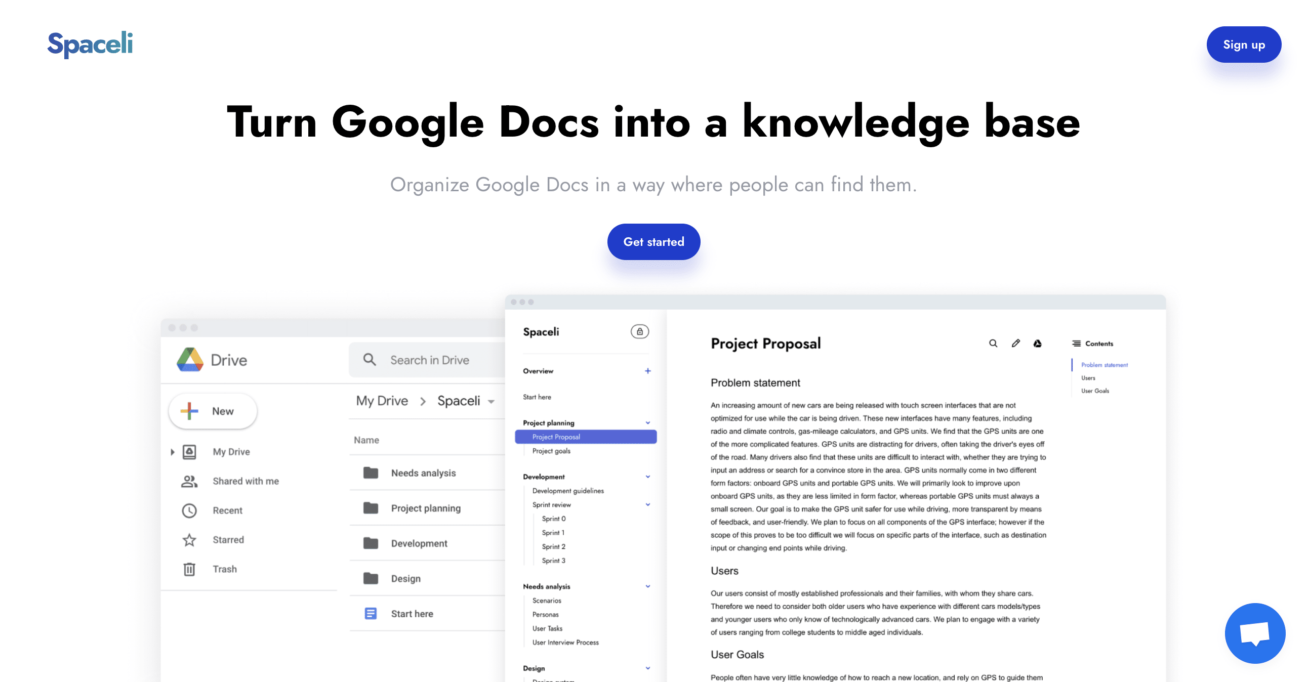 SPACELI :  base de connaissance depuis Google Docs