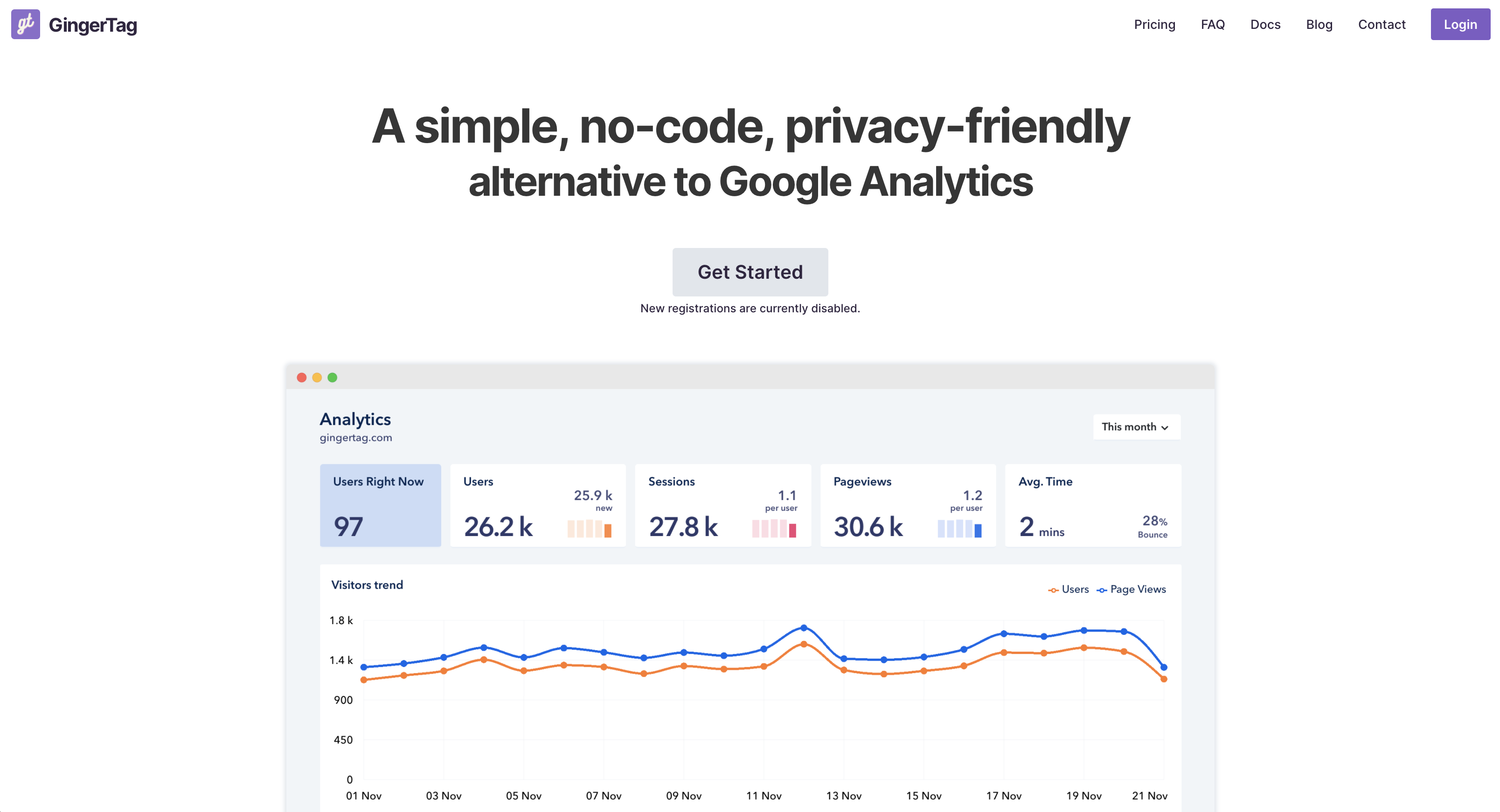 GINGERTAG : alternative simple, sans code, respectueuse de la vie privée à Google Analytics