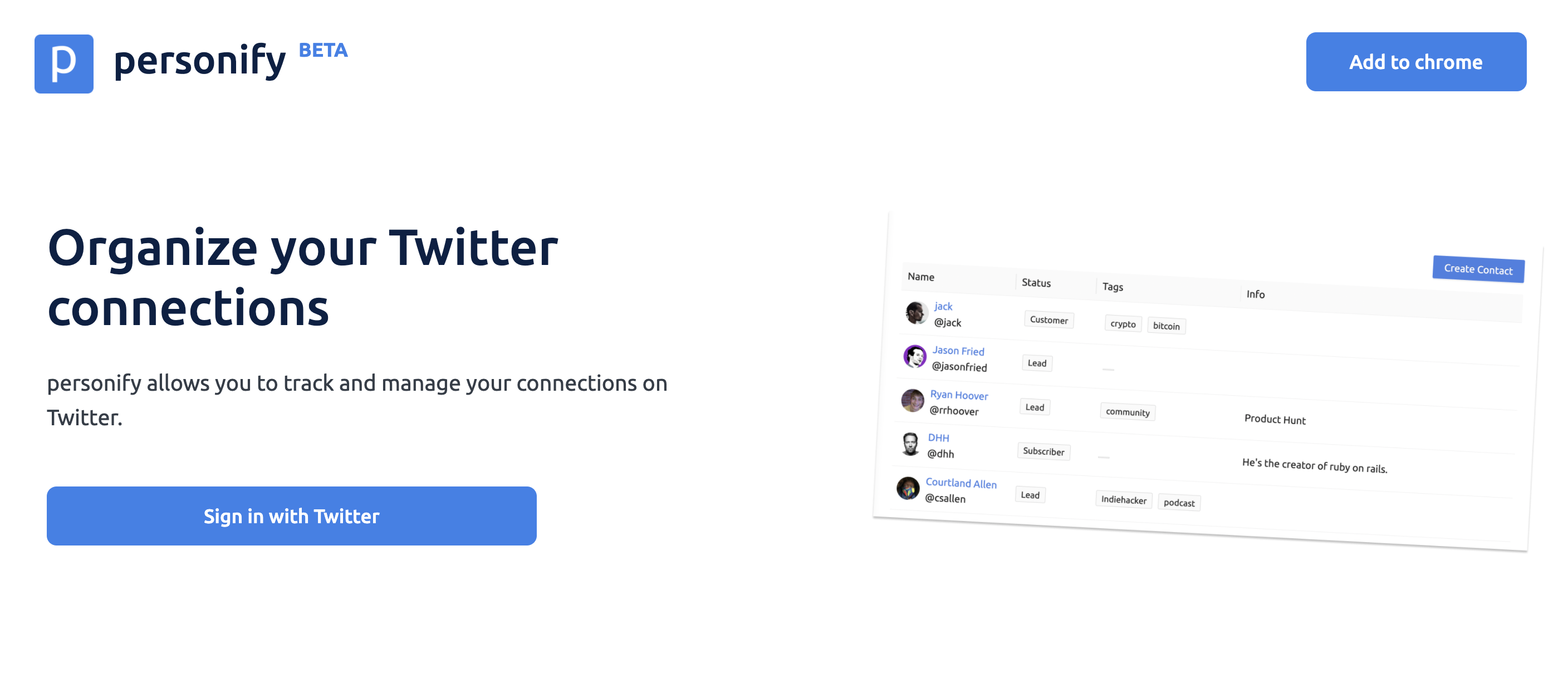 PERSONIFY : CRM pour Twitter