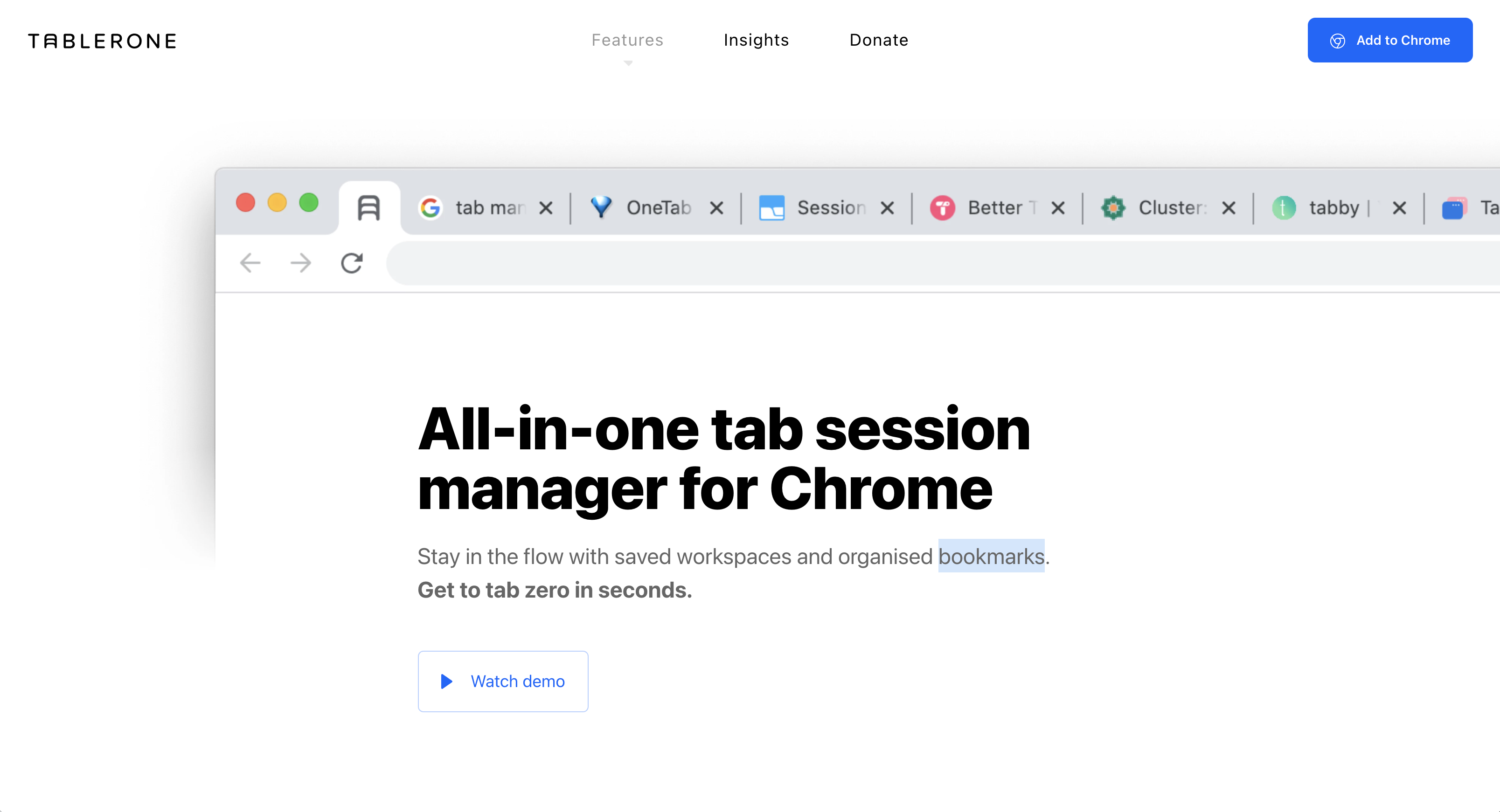 Tablerone : Gestionaire d’onglets / sessions chrome
