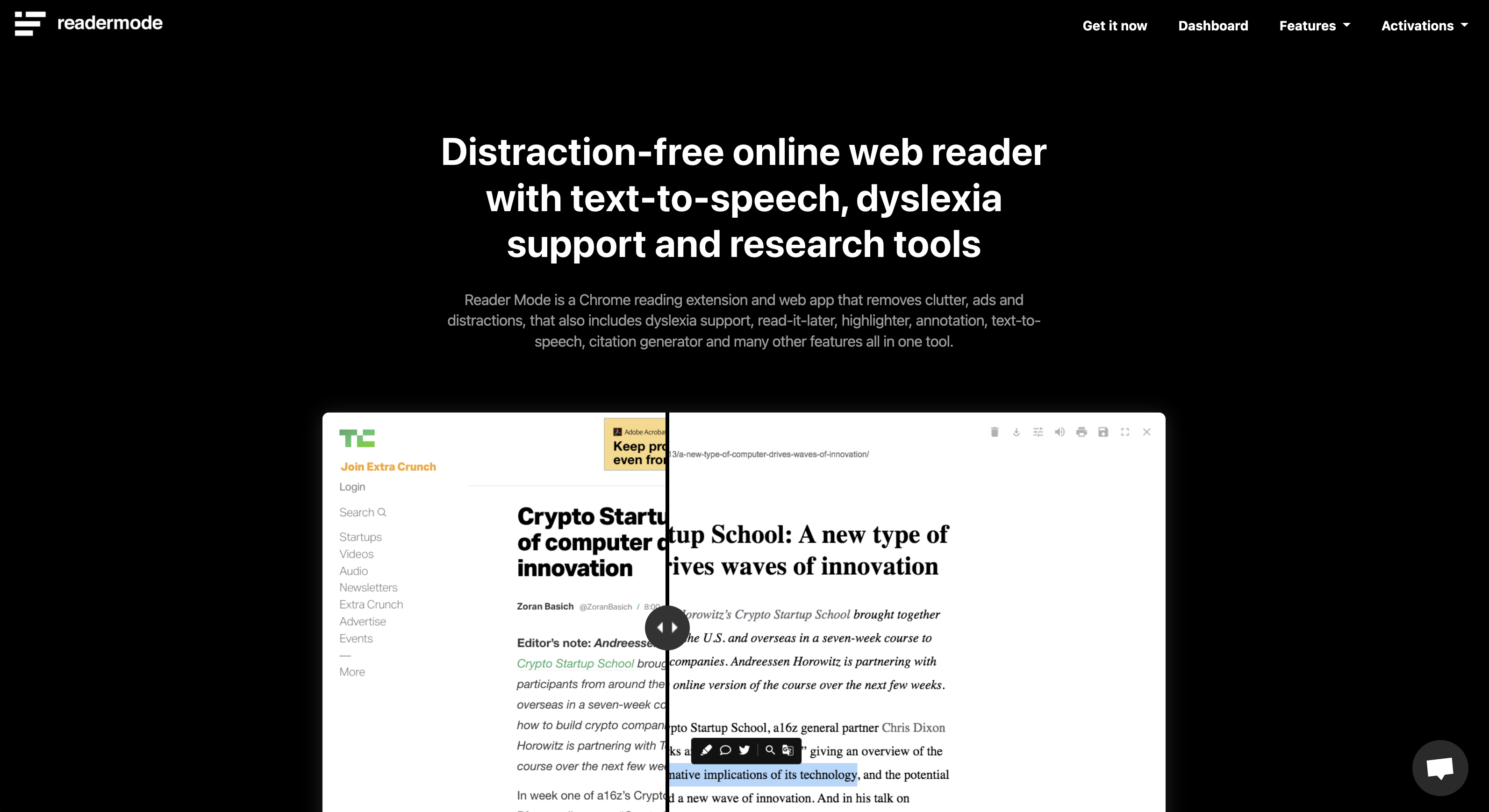 READER MODE lecture simplifiée et lecture vocale Clement MONDARY