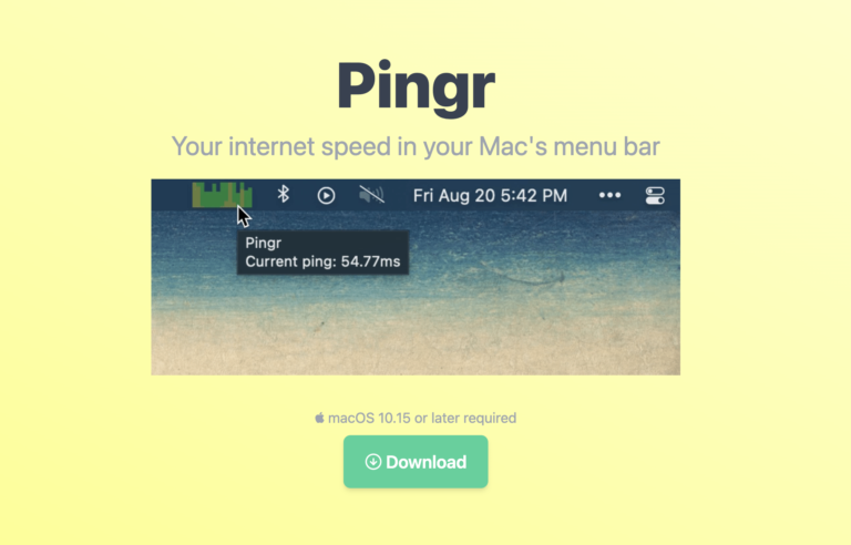 PINGR : Votre débit internet dans votre barre de menu