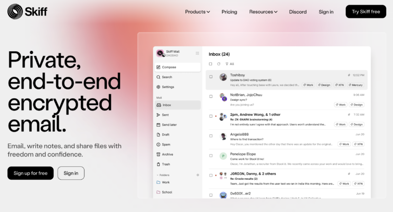 SKIFF : Email, Notes et Drive cryptés