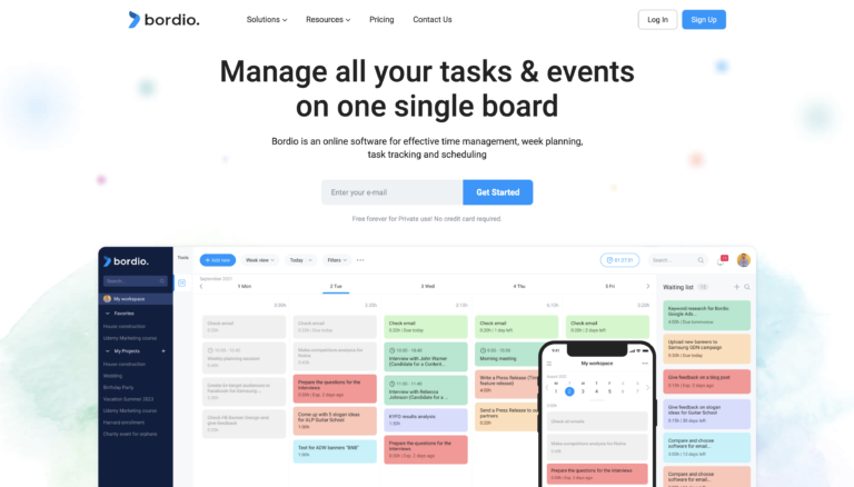BORDIO : Gérez toutes vos tâches et tous vos événements sur un seul tableau.