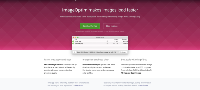 ImageOptim : Allégez le poids de vos images