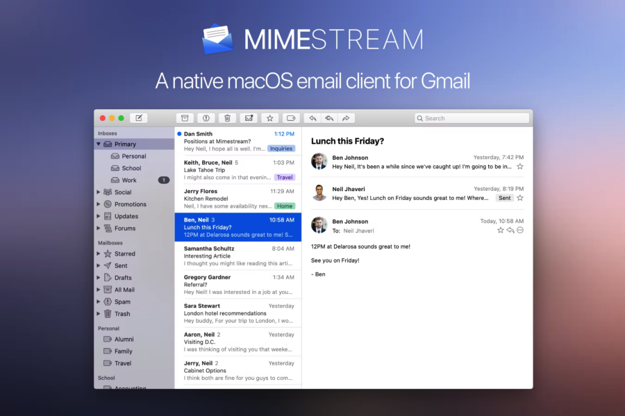 MIMESTREAM : Un client de messagerie Gmail pour macOS