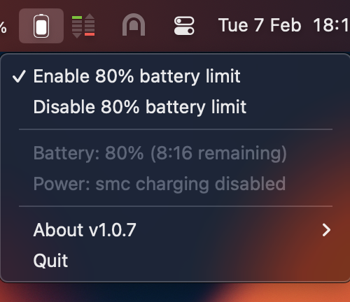 BATTERY : Limiteur de charge de batterie pour  Apple Silicon Macbook
