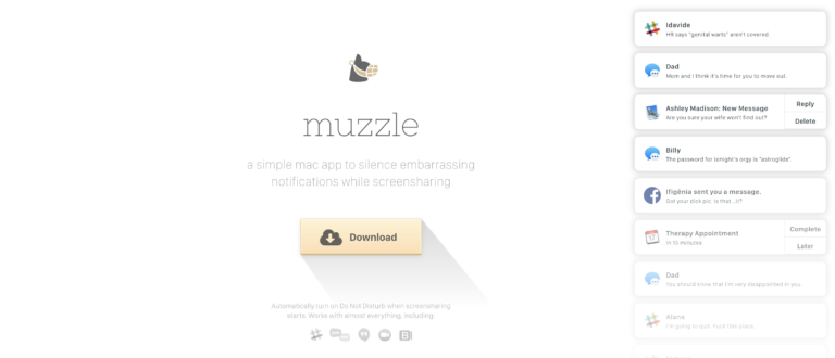 MUZZLE : faite taire vos notifications gênantes lors du partage d’écran