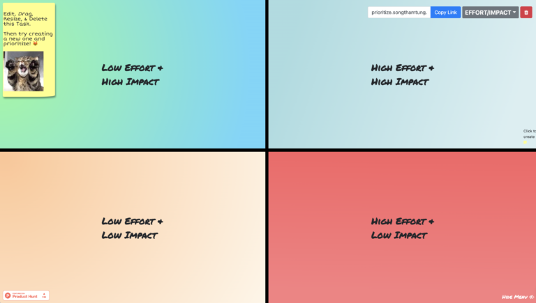 PRIORITIZE : Visualisez vos tâches sur différents tableaux de priorité