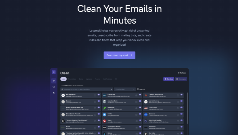 LESS EMAIL : Nettoyeur d’emails simple, puissant, gratuit et privé