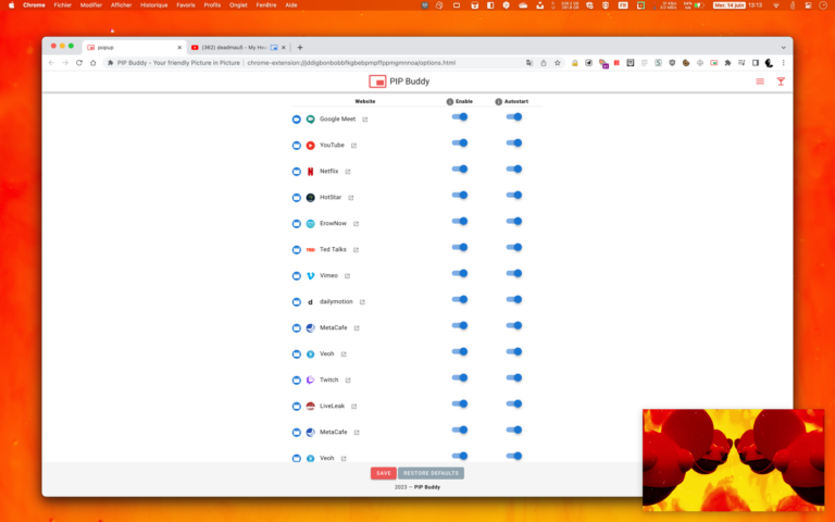PIP BUDDY : PIP automatique pour chrome