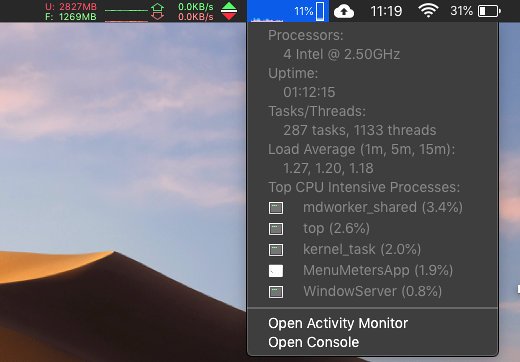 MENUMETERS : Statistiques de performances dans votre barre de tache MacOS