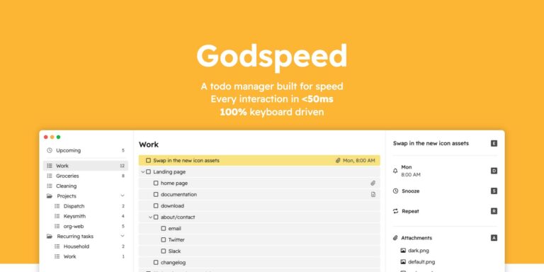 GODSPEED : Une TodoList conçu pour la rapidité, 100% pilotée au clavier