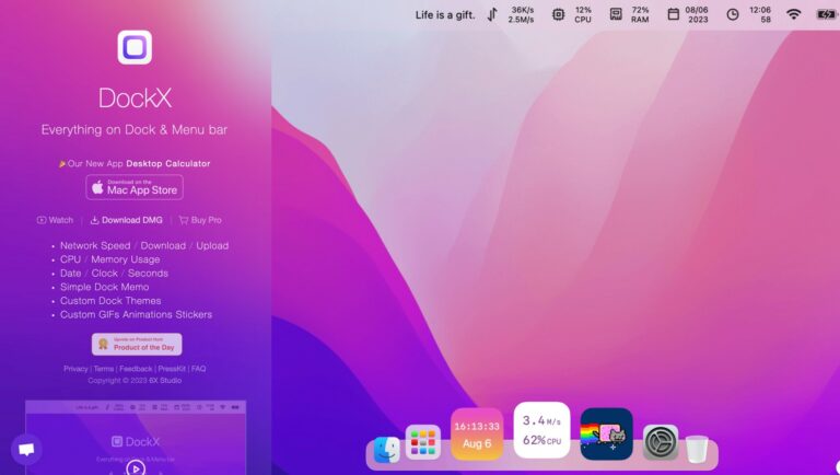 DOCKX : Les performances de votre mac dans votre barre de menu