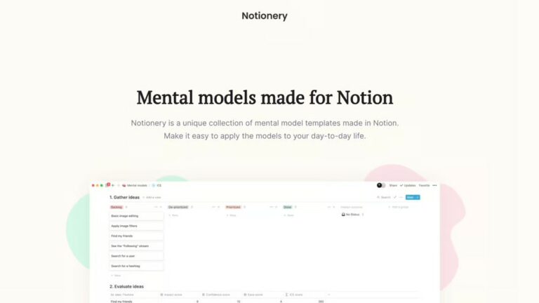 NOTIONERY : templates de modèles mentaux pour Notion