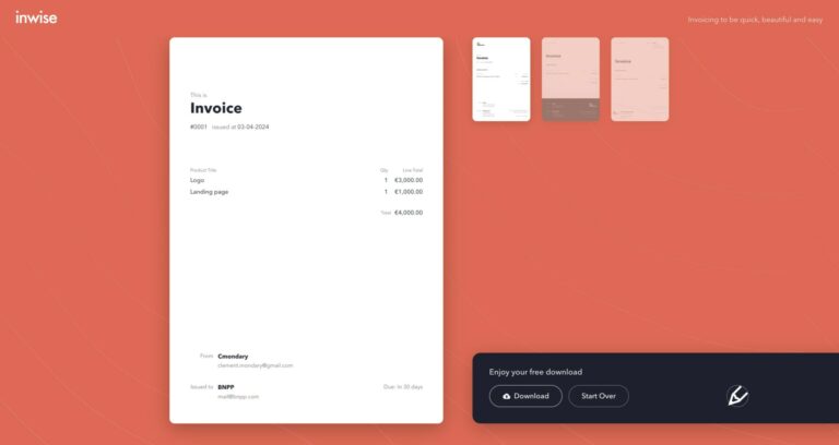 INWISE : Créer des factures en ligne