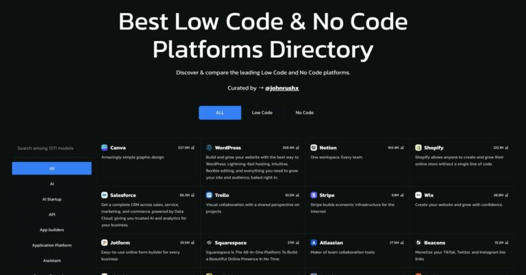 LOWCODE NOCODE : Répertoire des meilleures plates-formes LowCode & Nocode