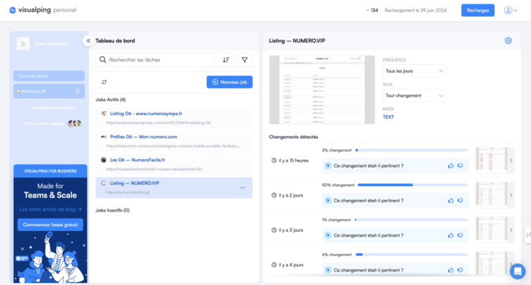 VISUALPING : Tracker les changements sur un site web