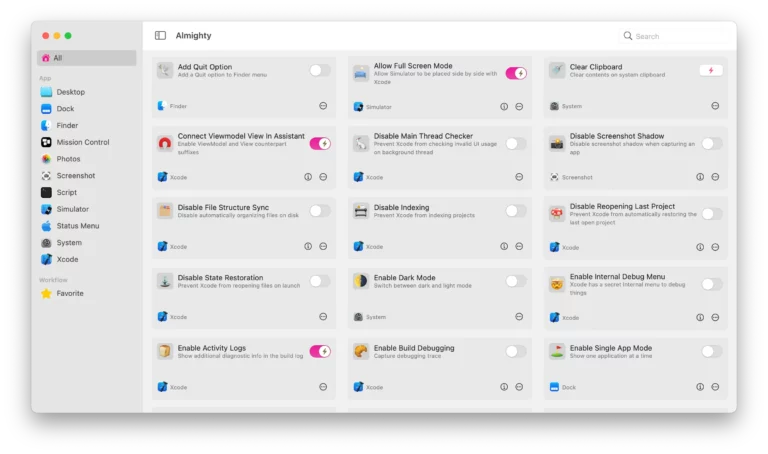 ALMIGHTY : Plus de 50 tweaks pour améliorer votre expérience MacOS