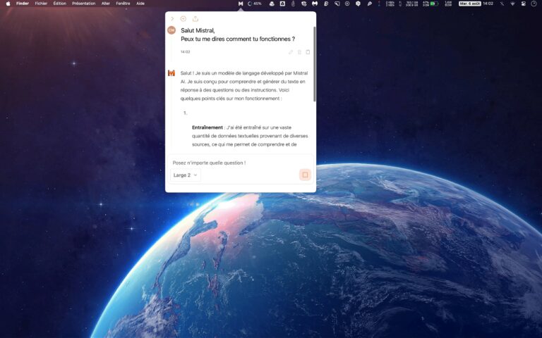 MACMISTRAL : Accès direct à l’IA Mistral depuis votre menubar macOS