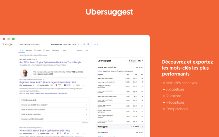 UBERSUGGEST : Audit SEO et suggestion de Mots Clés