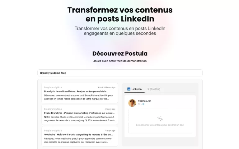 POSTULA : Automatisation de vos posts X et Linkedin