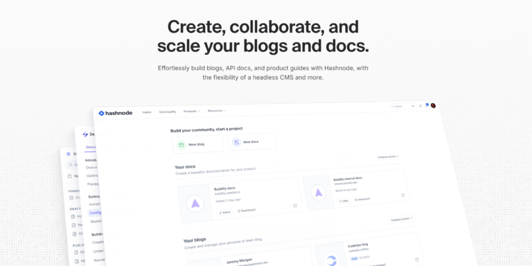 HASHNODE : Construire des blogs et des documents sur les API en quelques clics