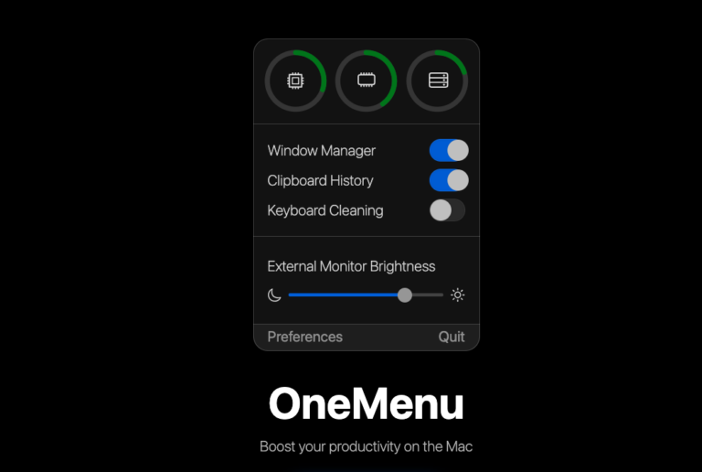 OneMenu : Gestionnaire de fenêtres macOS (entre autres)