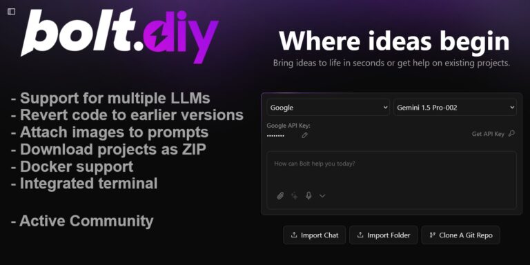 BOLT.DIY : Lancez, exécutez, éditez et déployez des applications web complètes à l&rsquo;aide de n&rsquo;importe quel LLM !
