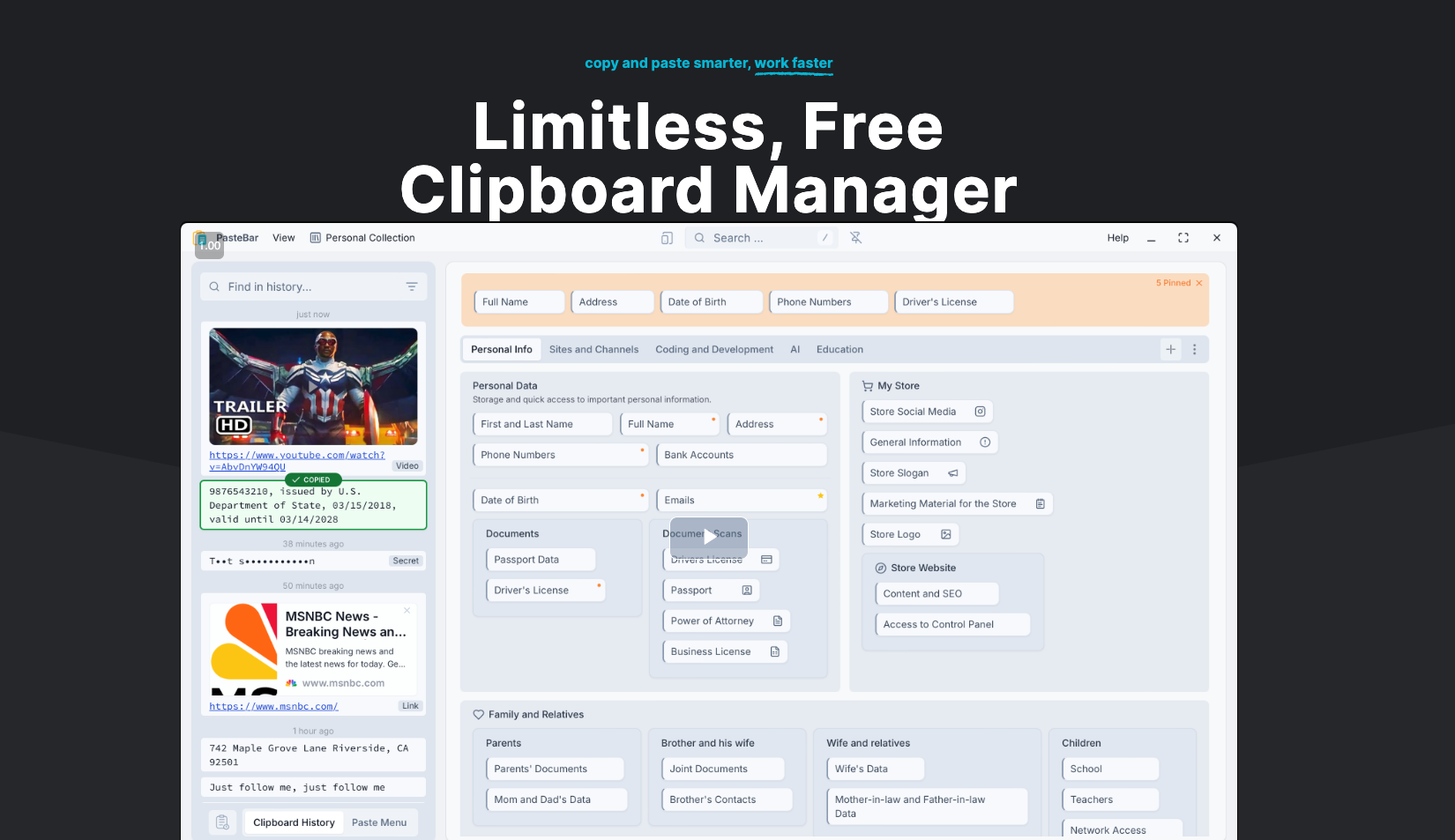 PASTEBAR : Gestion facile de tout ce que vous copiez et collez