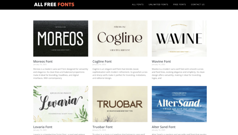 ALL FREE FONTS : Librairie de polices bien fournie