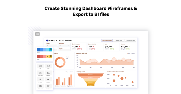 MOKKUP : Des Wireframes de tableaux de bord à la BI, instantanément !