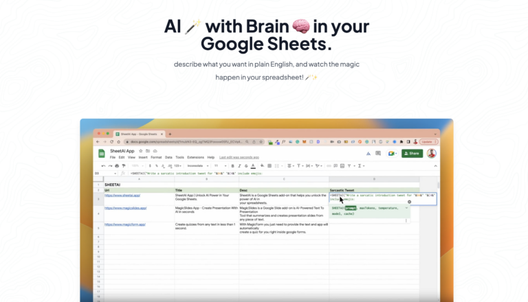 SHEET AI : L&rsquo;IA dans Google Sheets
