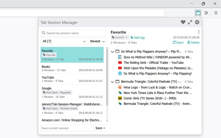 TAB SESSION MANAGER : Sauvegarder automatiquement vos sessions chrome / Firefox