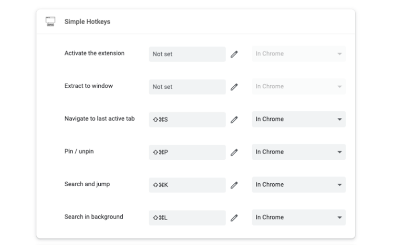 SIMPLE HOTKEYS : Une extension Chrome pour améliorer les raccourcis existants