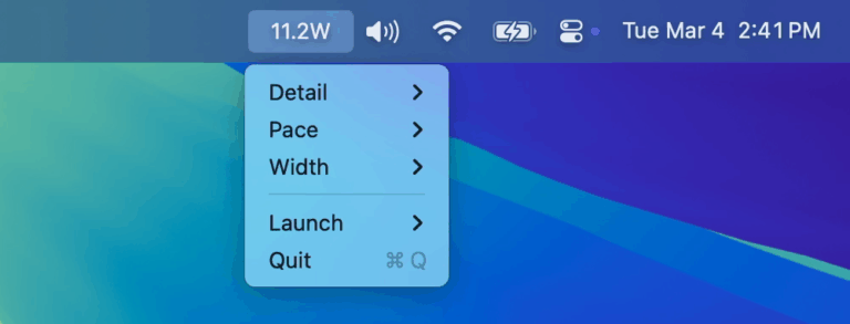 WATTSEC : Affiche la consommation d&rsquo;énergie de macOS (wattage) dans la barre de menu