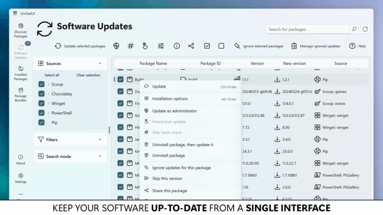 UNIGETUI : Meta gestionnaire de paquets pour Windows