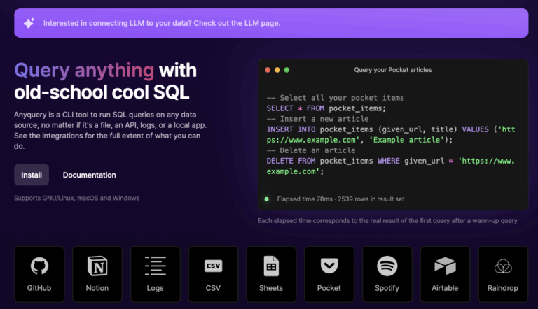 Anyquery : utilisez SQL pour requêter n&rsquo;importe quoi