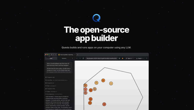 Quests.dev : l’application de développement IA open-source locale