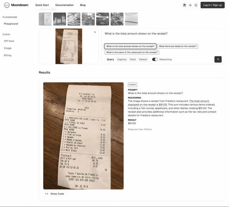 Moondream AI Playground : Le VLM ultra-léger pour interroger vos images