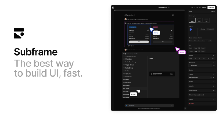 Subframe : créer des interfaces web de qualité beaucoup plus vite