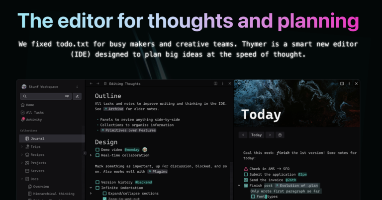 Thymer : un éditeur intelligent pour notes, tâches et planification