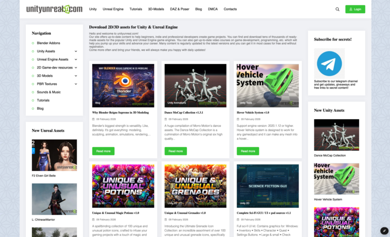 UNITYUNREAL : Ressources 2D/3D pour le développement de jeux vidéo
