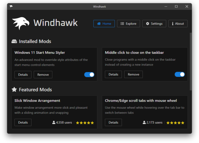 Windhawk : une marketplace de customisations pour Windows et ses applications