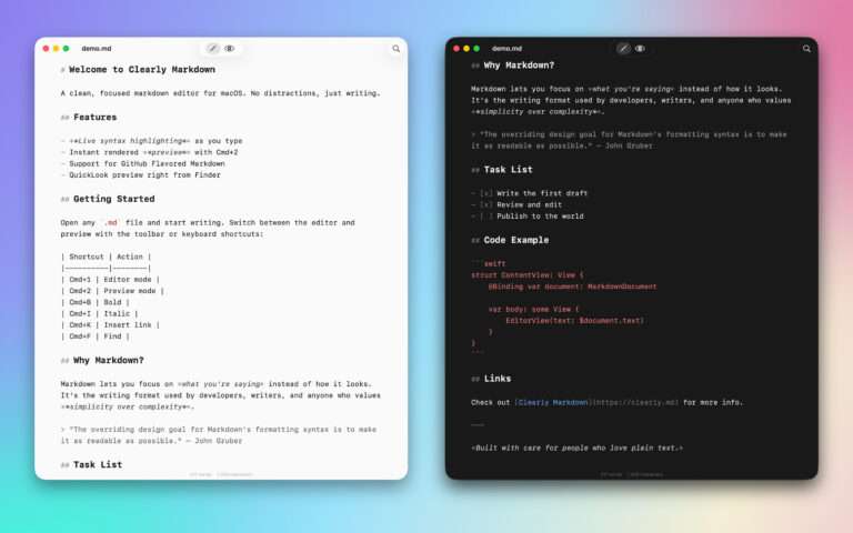 Clearly Markdown : un editeur markdown natif pour Mac qui reste rapide et lisible