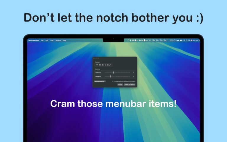 TighterMenubar : compacter sa barre de menus macOS pour gagner de la place