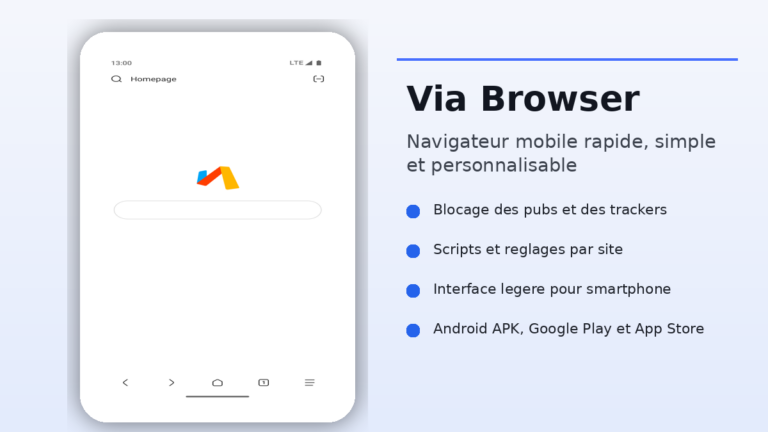 Via Browser : naviguer plus vite sur mobile avec un navigateur minimaliste et personnalisable