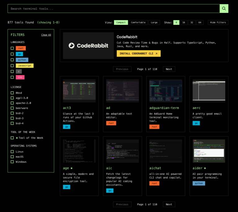 Terminal Trove : le moteur de recherche d&rsquo;outils en ligne de commande